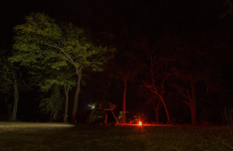 Campsite along the banks of the Kwando.